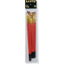 Nisar Store Süper 6'lı Düz Kesik Yağlı Boya Fırça Seti, El Yapımı Sentetik Akrilik, 15 cm Saplı,no: 2-4-6-8-10-12