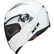 NCR Çene Açılır Kask Vizörlü Beyaz M Beden Ece Belgeli