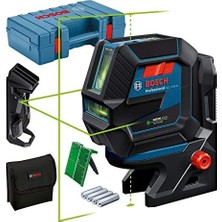 Nisar Store Professional Gcl 2-50 G Çizgi LAZER(15M Çalışma Alanı [alıcı ile 50 M], 4 x Aa Pil, Ip 64 Toza Karşı Koruma Sistemi, Yeşil Lazer, RM10 Tutucu, Takım Çantası)