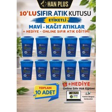 Han Plus Etiketli Geri Dönüşüm Kutusu 10'lu Set (Mavi - Kağıt Atık) + Online Sıfır Atık Eğitimi