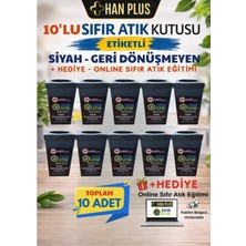 Han Plus Etiketli Geri Dönüşüm Kutusu 10'lu Set (Siyah - Geri Dönüşmeyen Atıklar) + Online Sıfır Atık Eğitimi
