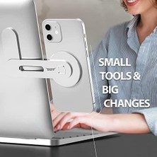 Berry Store BL16 Magsafe Uyumlu Laptop Telefon Tutucu Gümüş, Mıknatıslı Bilgisayar Ekran Tutucu