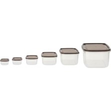 Nisar Store 6’lı Saklama Kabı Seti Koyu Kum Beji Kapaklı | 300 ml – 3150 ml Çok Amaçlı Gıda Saklama Kabı | Bpa Içermeyen Şeffaf Plastik