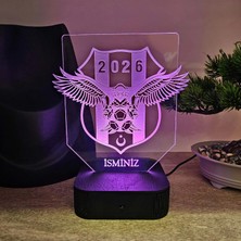 Lerad-Lazer Art Kartal Kişiye Özel RGB LED Lamba – 16 Renkli İsimli Gece Lambası (Adaptörlü)