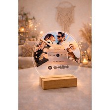 Photonom Kişiye Özel Sevgiliye, Arkadaşa Spotify Barkodlu Hediyelik Şeffaf Plak Yuvarlak