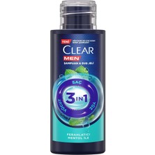 Berry Store Clear Men Şampuan & Duş Jeli 3in1 Ferahlatıcı Mentol Seyahat Boy 90 Mililitre