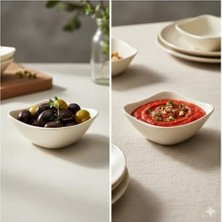 Berry Store Şık Tasarımlı 3’lü Krem Sunum Kasesi – 10 cm Kare Form, Servis ve Kahvaltılık Kase Seti