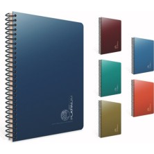 Gıpta Platinum Spiralli Plastik Kapak Defter 17X24 Cm 100 Yaprak 70 Gram Krem Kağıt Çizgisiz (4 Lü Paket) 6432