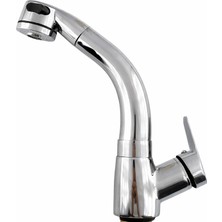 Badem10 Spiralli Oynar Başlı Eviye Bataryası Esnek Hortumlu Mutfak Musluğu Krom Kaplama Dayanıklı Model