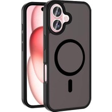 Berry Store ile Uyumlu 16 Plus Kılıf M-Safe Şarj Özellikli Mat Arka Yüzey Sio Kapak Siyah