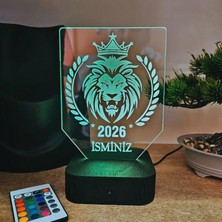 Lerad-Lazer Art Aslan figürlü  Kişiye Özel RGB LED Lamba – 16 Renkli İsimli Gece Lambası (Adaptörlü)