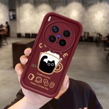 Ucuc Vivo X300 Pro Uyumlu Darbeye Dayanıklı Kamera Korumalı Bordo Silikon Baskı Desenli Kılıf