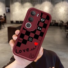 Ucuc Vivo Y19S 4G/Y19S Pro Uyumlu Darbeye Dayanıklı Kamera Korumalı Bordo Silikon Baskı Desenli Kılıf