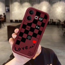 Ucuc Vivo V60 Lite 4g/5g Uyumlu Darbeye Dayanıklı Kamera Korumalı Bordo Silikon Baskı Desenli Kılıf