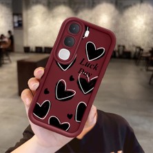Ucuc Vivo Y31/Y21D Uyumlu Darbeye Dayanıklı Kamera Korumalı Bordo Silikon Baskı Desenli Kılıf