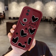 Ucuc Vivo V50 Uyumlu Darbeye Dayanıklı Kamera Korumalı Bordo Silikon Baskı Desenli Kılıf