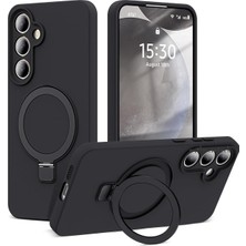 Berry Store - Galaxy A35 ile Uyumlu Kılıf ile Uyumlu Halkalı Standlı Içi Kadife Yumuşak Renkli Silikon Kapak