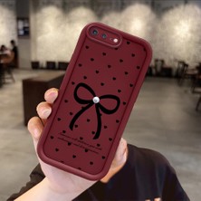Ucuc iPhone 7 Plus/8 Plus Uyumlu Darbeye Dayanıklı Kamera Korumalı Bordo Silikon Baskı Desenli Kılıf