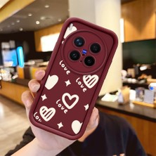 Ucuc Vivo X300 Pro Uyumlu Darbeye Dayanıklı Kamera Korumalı Bordo Silikon Baskı Desenli Kılıf