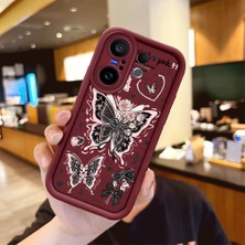 Ucuc Vivo X200 Fe Uyumlu Darbeye Dayanıklı Kamera Korumalı Bordo Silikon Baskı Desenli Kılıf
