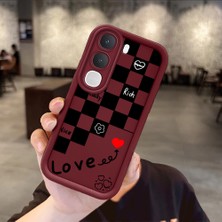 Ucuc Vivo Y31/Y21D Uyumlu Darbeye Dayanıklı Kamera Korumalı Bordo Silikon Baskı Desenli Kılıf