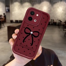 Ucuc Vivo Y28 4g Uyumlu Darbeye Dayanıklı Kamera Korumalı Bordo Silikon Baskı Desenli Kılıf