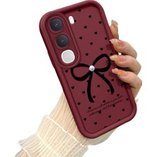 Ucuc Vivo Y31/Y21D Uyumlu Darbeye Dayanıklı Kamera Korumalı Bordo Silikon Baskı Desenli Kılıf