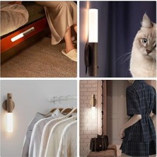 Berry Store Duvar Aplik Hareket Sensörlü Gece Işıkları Iç Mekan Mıknatıslı Taşınabilir LED Şarj Edilebilir Ahşap Tasarımlı Dolap Işıkları Merdiven El Tipi Duvar Yatak Odası Koridor Mutfak (Kahverengi)