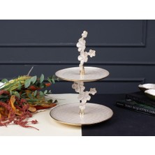 sembol Florındo Altın Sedefli 2 Katlı Sunumluk/dekor 23X28X38CM