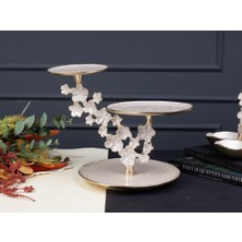sembol Florındo Altın Sedefli 3 Katlı Sunumluk/dekor 32CM