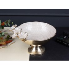 sembol Florındo Altın Sedefli Ayaklı Meyvelik/dekor 24X17CM