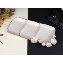 sembol Florındo Altın Sedefli 3 Bölmeli Çerezlik/sunumluk 35X23X5