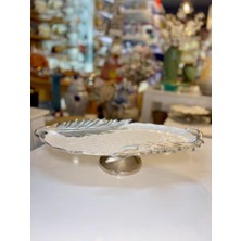 sembol Levano Gümüş Sedefli Ayaklı Sunum Tabak/dekor 27X47X10CM