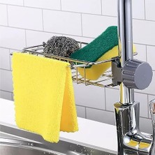 Nisar Store Musluk Depolama Rafı, Lavabo Süzgeci, Sünger Tutucu, Tahliye Kutulu Mutfak Sabunluğu, Delmeden Asılabilir, Mutfak, Tuvalet, Sabun, Sünger, Bez Için (Küçük)