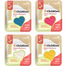 ChildGen Doğal Oyun Hamuru - 4lü Glitter Set 4x125 Gr Vakumlu Kartuş Paket - (ecopack-refill)