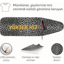 Nisar Store Ütü Masası Kılıfı, Keçeli Yanmaz, Pamuklu, Gri Leopar Desenli, 145X56 Cm, Battal Boy Xxl