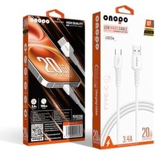 Berry Store Uyumlu Type-C To USB 3.4A Hızlı Şarj ve Data Kablosu 1 Metre - Q7 | Beyaz Smart Kablo