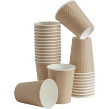 Berry Store Cuptoyou 25 Adet Kraft Çift Duvarlı Kahve Bardağı 12 Oz, Parti Kağıt Bardaklar 300 Ml, Soğuk ve Sıcak Içecekler Için Kraft Dalgalı Bardaklar,