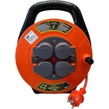 Berry Store Seyyar Kablo Makarası – 10 Metre, 4 Prizli, IP44 Kapaklı, 230V 16A, 1000W – Taşınabilir Çanta Tipi Uzatma Kablosu (3x1.5mm² Cca) 10315-F