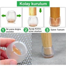 Berry Store Tarix Sandalye Pabucu,masa,koltuk,tabure Ayak Kılıfı 8 Adet Siyah (Small)