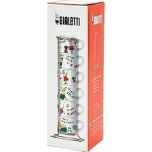 Berry Store - 6'lı Istiflenebilir Cappuccino Fincan Seti - Karma Renkli - Porselen