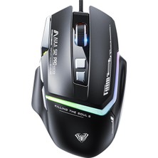 Berry Store Aula S12 Pro 12800 Dpı 8 Tuşlu Makrolu Kablolu Optik Gaming Oyuncu Mouse Siyah
