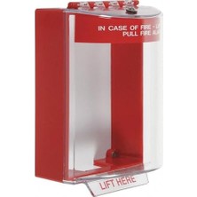 Nisar Store Technology International, Inc. STI-13210FR Stopper®, Yangın Etiketi ve Kablo Giriş Delikleri ile Yüzeye Monte, Iç ve Dış Mekan Polikarbonat Koruyucu Kapak, Acil Durum Butonu Veya