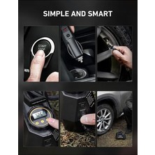 Nisar Store Araç Çakmaklık Uyumlu Dijital Göstergeli Auhma LED Işıklı Taşınabilir Araç Lastik Şişirme Hava Kompresörü A6688