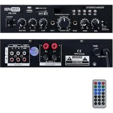 HDY Store HB-200 Stereo Mixer Amfi 4-8 Ohm 2 Çıkışlı 2X100W Anfi Bluetooth USB