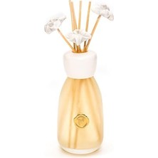 Berry Store Missi 230 ml Ekru Seramik Çiçek Taş Çubuklu Beyaz Sabun Oda/banyo Kokusu