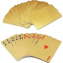 HDY Store Iskambil Kağıdı Destesi Oyun Kartları Su Geçirmez Pvc Parlak Altın Rengi 54'lü