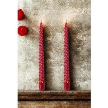 Berry Store Kırmızı Spiral Dekoratif Mum 26 cm – Ikili Set, Şık Sofra ve Ev Dekoru Için Uzun Ömürlü, Kokusuz