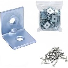 Nisar Store 25 Adet, L Tipi Metal Köşebent, 16X16X16MM, Vida Dahil, Mobilya Dolap Raf Montaj Bağlantı Aparatı, 2mm Kalınlık, Gümüş Renk