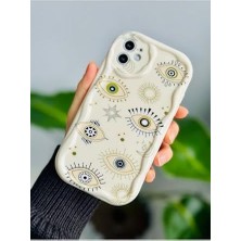 Nisar Store 11 ile Uyumlu Kenarı Dalgalı Nazar Baskı Tasarımlı Yumuşak Silikon Kılıf